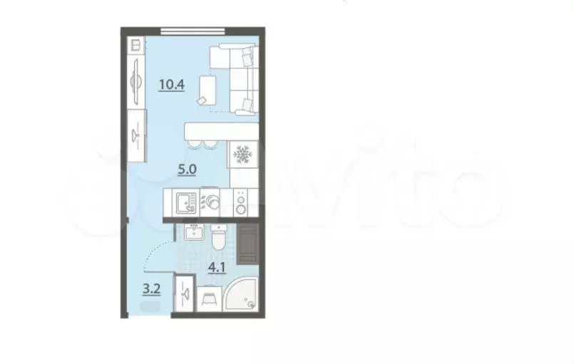 Квартира-студия, 21,7 м, 3/8 эт. - Фото 0