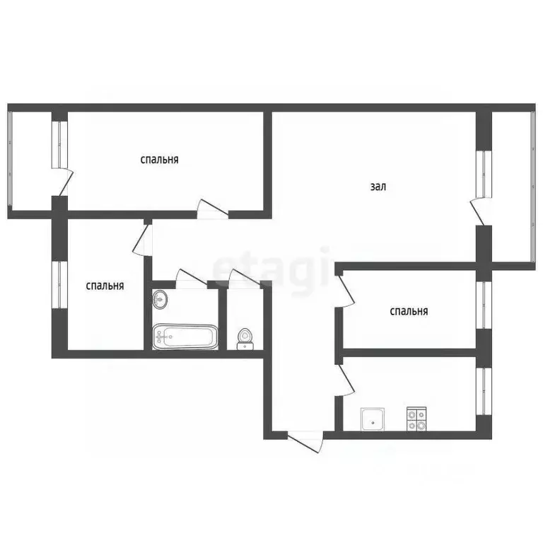 4-к кв. Белгородская область, Шебекино Железнодорожная ул., 5 (72.0 м) - Фото 2