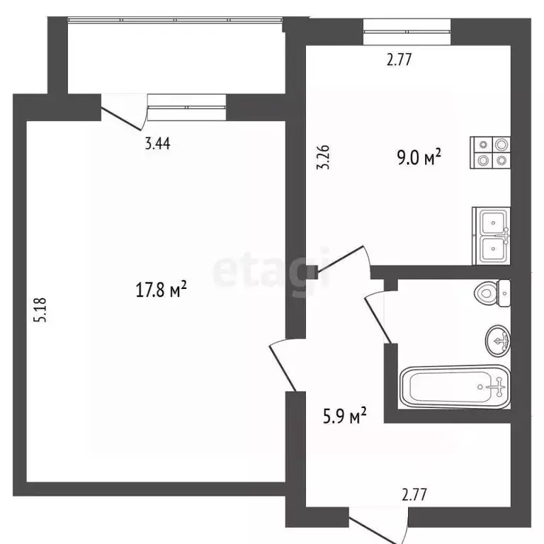 1-к кв. Пермский край, Пермь ул. Малкова, 28/4 (35.7 м) - Фото 2
