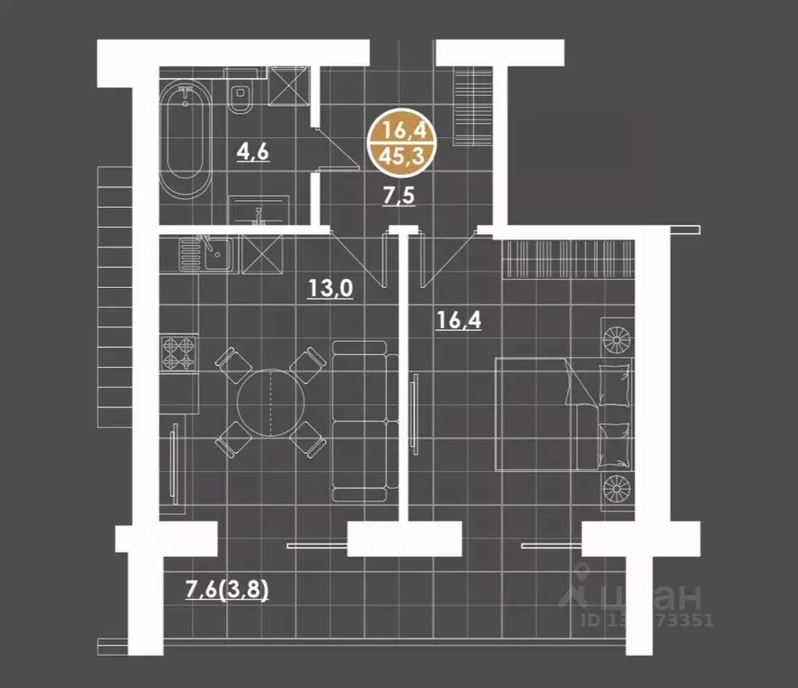1-к кв. Пензенская область, Пенза ул. Тимирязева, 11 (50.0 м) - Фото 1