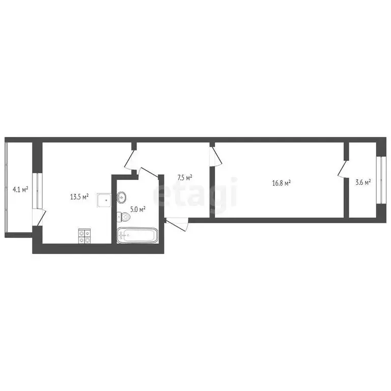 1-комнатная квартира: Тюмень, улица Новосёлов, 109 (42.4 м) - Фото 1