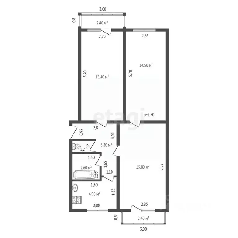 3-к кв. Краснодарский край, Ейский район, пос. Моревка ул. Победы ... - Фото 2