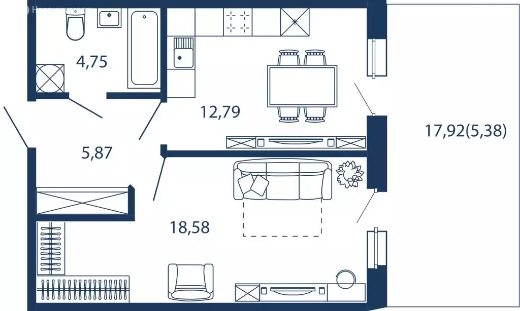 1-комнатная квартира: Сестрорецк, улица Инструментальщиков, 18 (47.37 ... - Фото 0