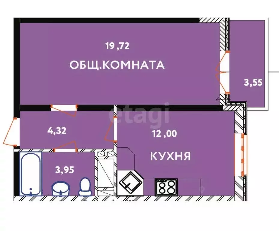 1-к кв. Дагестан, Махачкала ул. Времена Года, 7Г (45.0 м) - Фото 1
