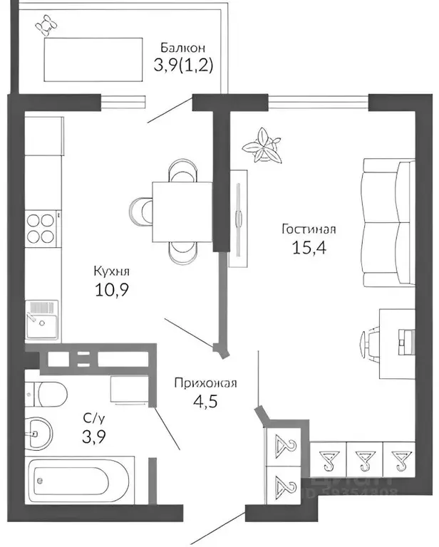 1-к кв. Краснодарский край, Новороссийск ул. Куникова, 55к1 (37.3 м) - Фото 1