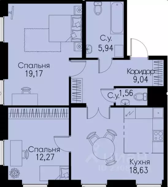 2-к кв. Санкт-Петербург Благодатная ул., 50 (66.61 м) - Фото 0