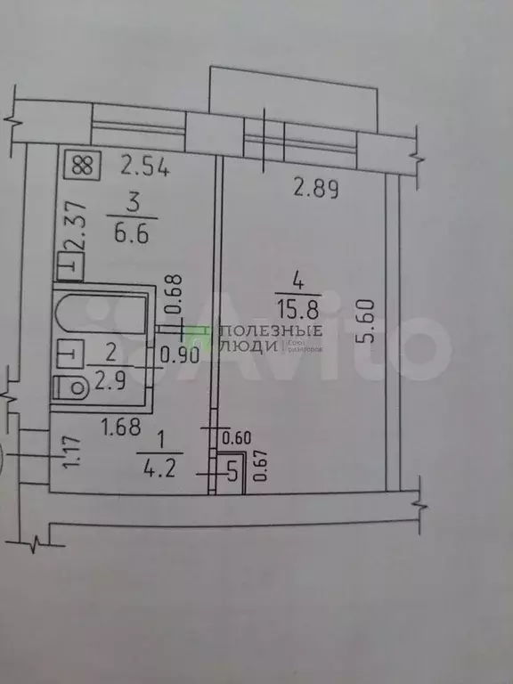 1-к. квартира, 30 м, 4/5 эт. - Фото 0