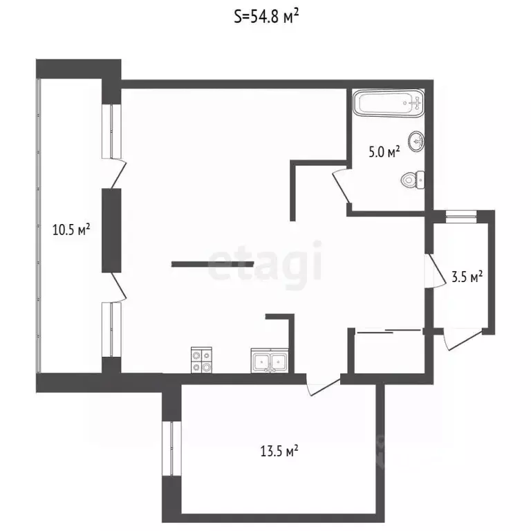 2-к кв. Тюменская область, Тюмень ул. Ю.-Р.Г. Эрвье, 30к3 (55.0 м) - Фото 2