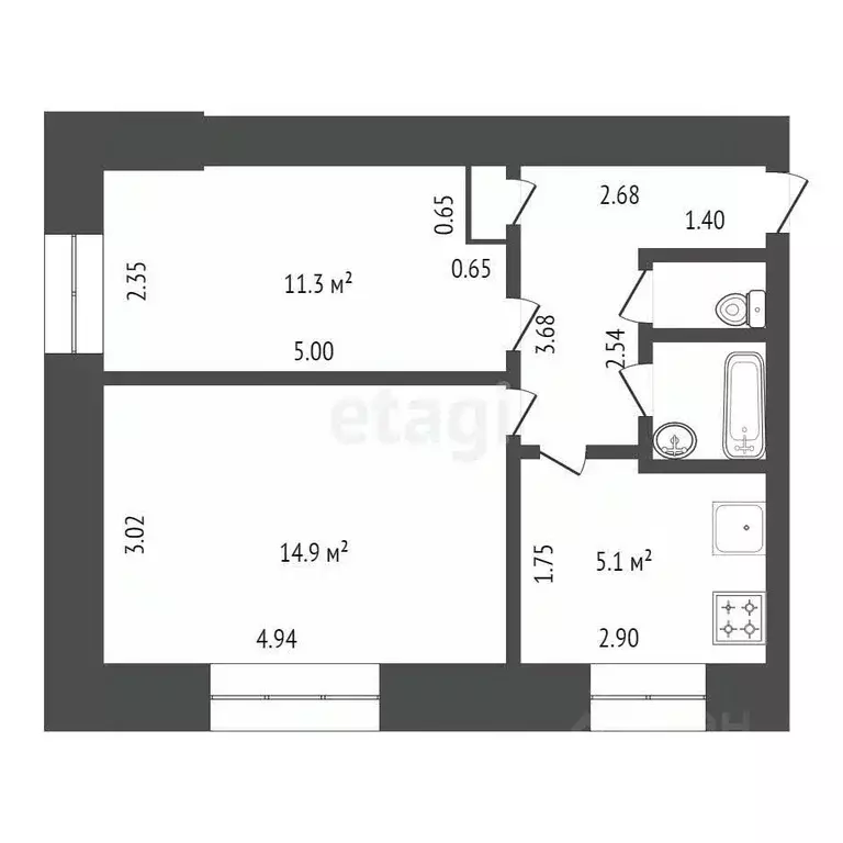 2-к кв. Липецкая область, Липецк ул. Космонавтов, 21 (45.0 м) - Фото 2