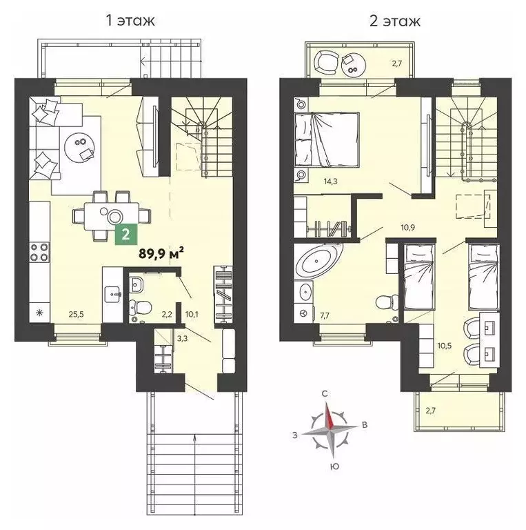 Таунхаус, 89.9 м - Фото 1