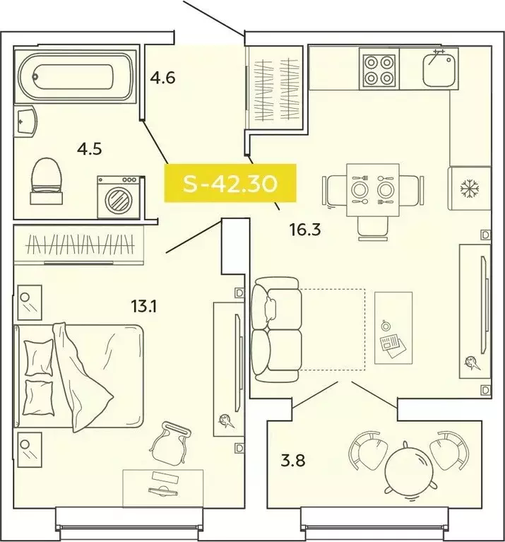 1-к кв. Ивановская область, Иваново Базисная ул. (42.3 м) - Фото 1