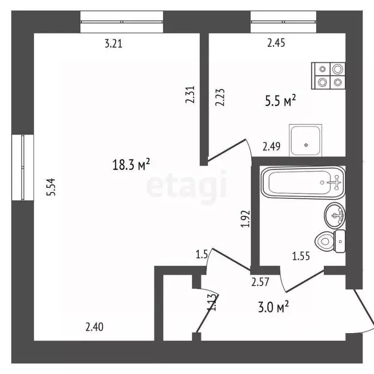 1-к кв. Башкортостан, Стерлитамак Элеваторная ул., 108 (30.3 м) - Фото 2