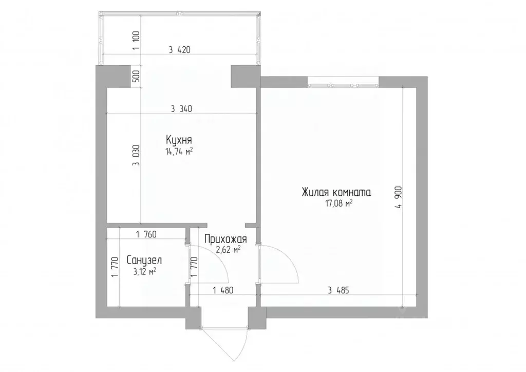 1-к кв. Кабардино-Балкария, Нальчик ул. Чернышевского (36.6 м) - Фото 2