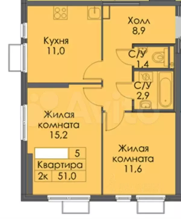 2-к. квартира, 52 м, 21/33 эт. - Фото 0