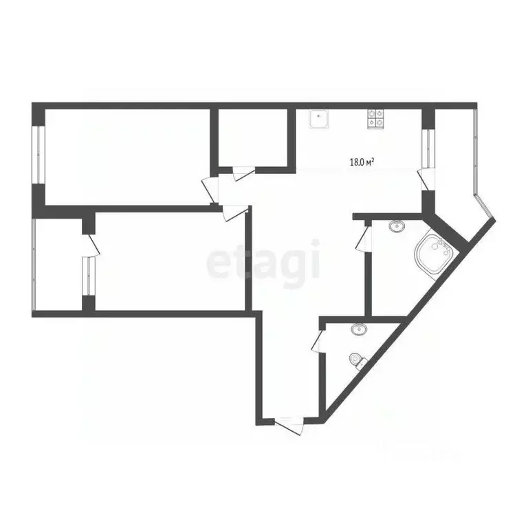 2-к кв. Тюменская область, Тюмень Ямская ул., 86 (88.1 м) - Фото 1