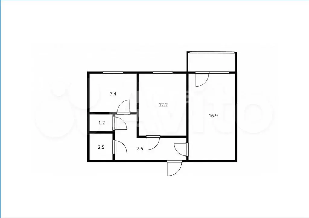 2-к. квартира, 48,6 м, 6/9 эт. - Фото 0