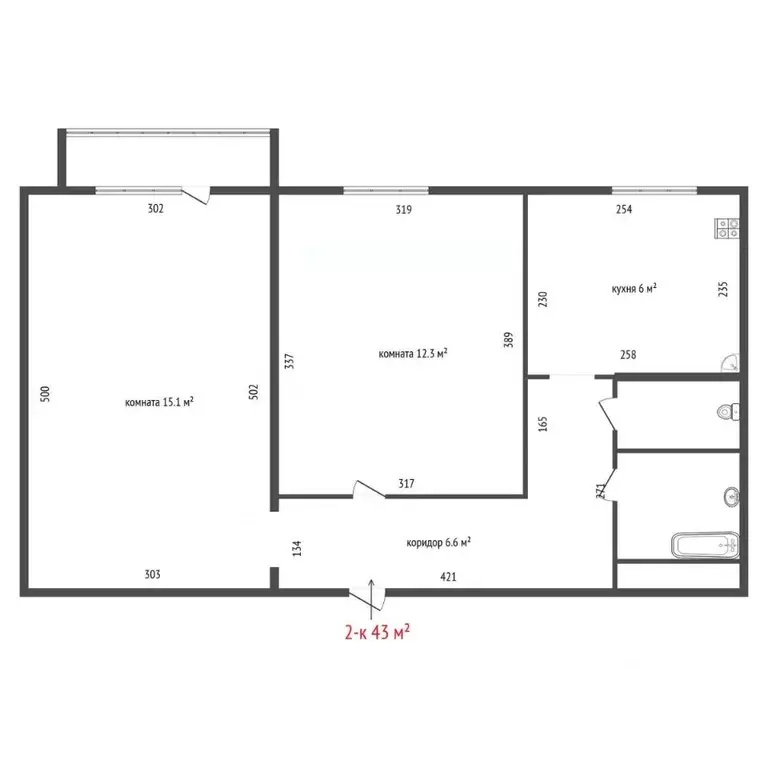 2-к кв. Свердловская область, Екатеринбург ул. Бахчиванджи, 1А (43.0 ... - Фото 2