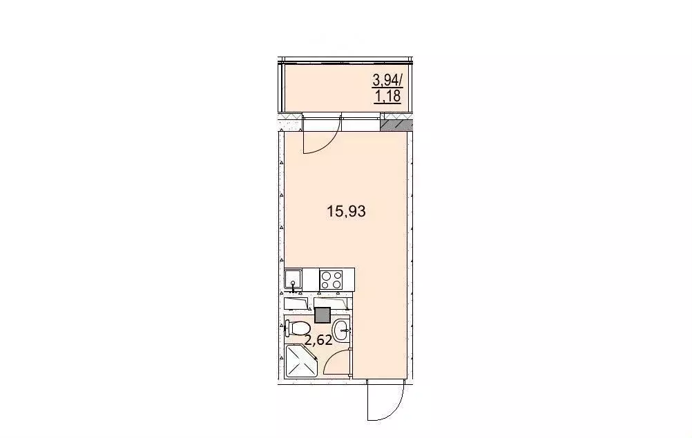 Студия Московская область, Котельники Ковровый мкр, 28 (19.7 м) - Фото 0