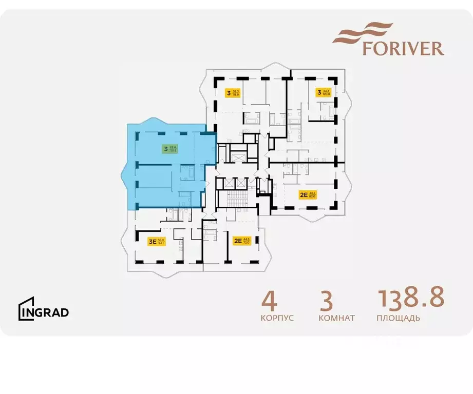3-к кв. Москва Г мкр, Форивер жилой комплекс, 4 (138.8 м) - Фото 1