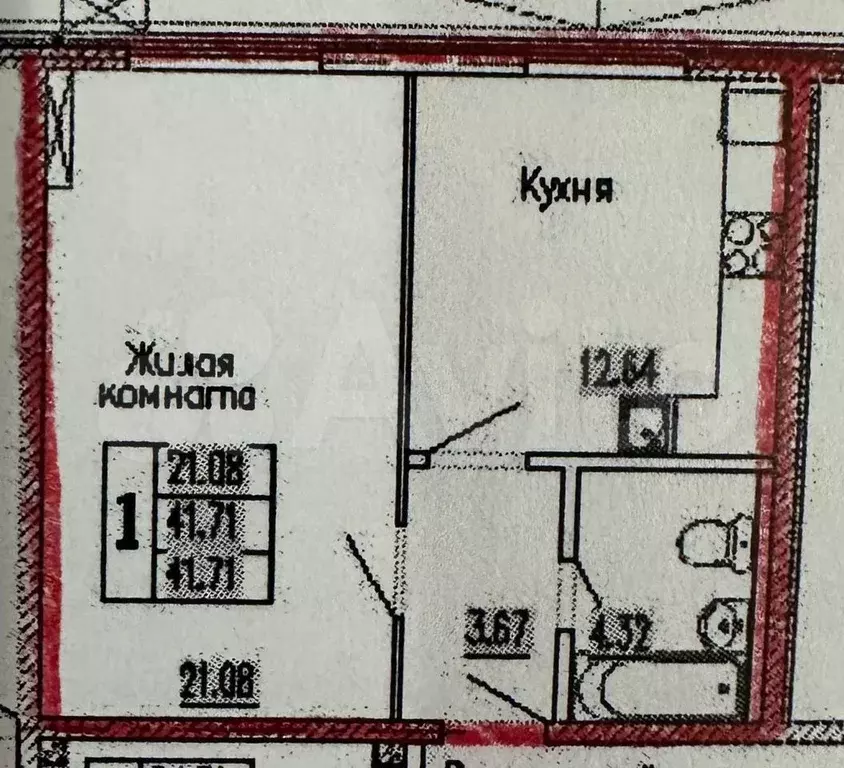 1-к. квартира, 42 м, 2/16 эт. - Фото 0