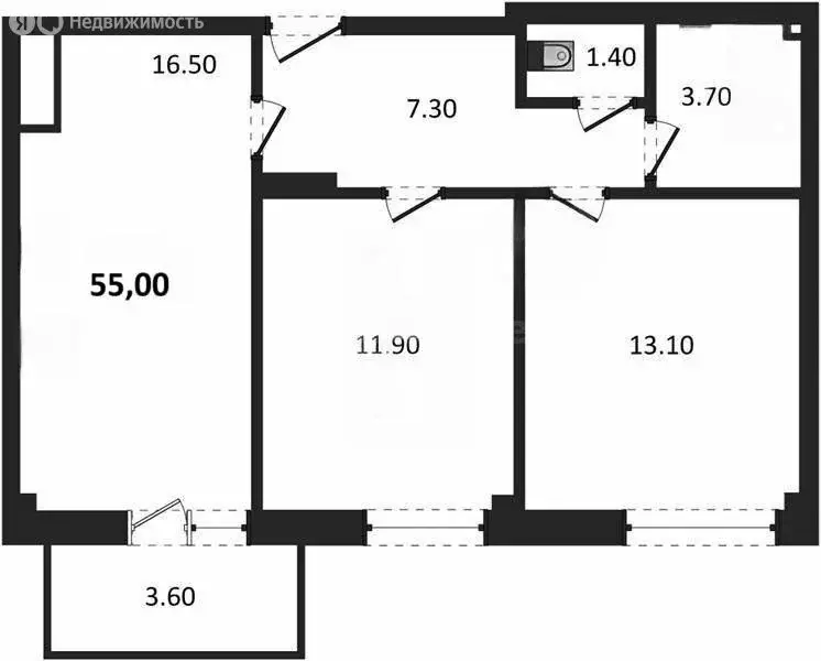 2-комнатная квартира: Севастополь, улица Степаняна, 2 (55 м) - Фото 1