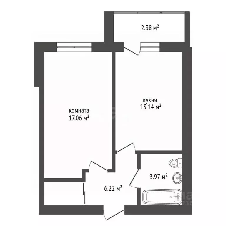 1-к кв. Амурская область, Благовещенск ул. Строителей, 70 (42.77 м) - Фото 2