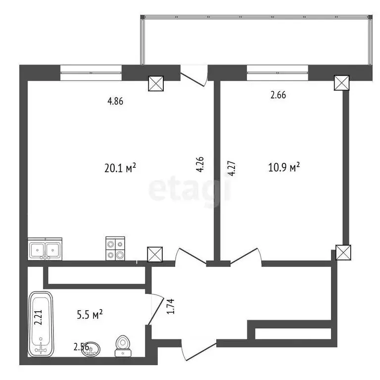 1-комнатная квартира: Тюмень, улица Константина Посьета, 16 (38.7 м) - Фото 0