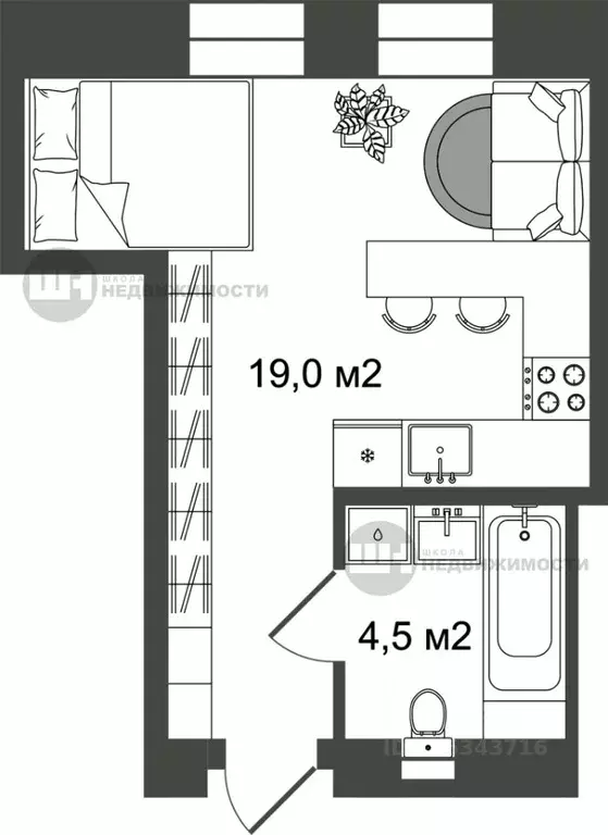 Студия Санкт-Петербург Челябинская ул., 37 (39.3 м) - Фото 0