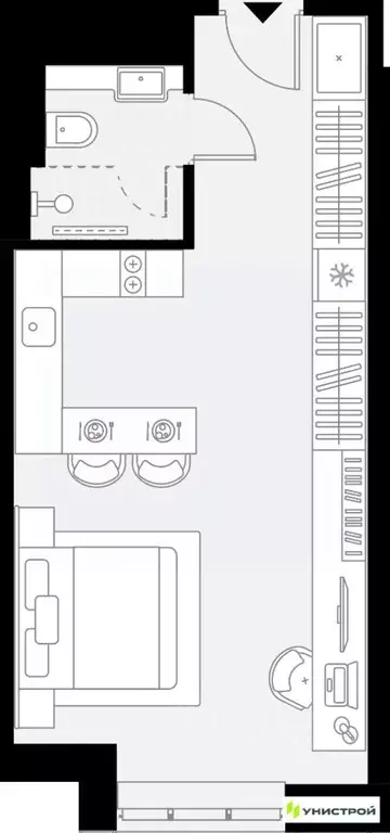 1-к кв. Татарстан, Казань Родины мкр,  (30.69 м) - Фото 1
