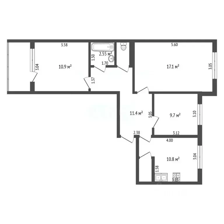 3-к кв. Нижегородская область, Выкса Мотмос мкр, 8 (64.6 м) - Фото 2