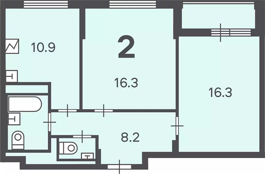 Продаётся 2-к квартира, 57.2 м - Фото 1