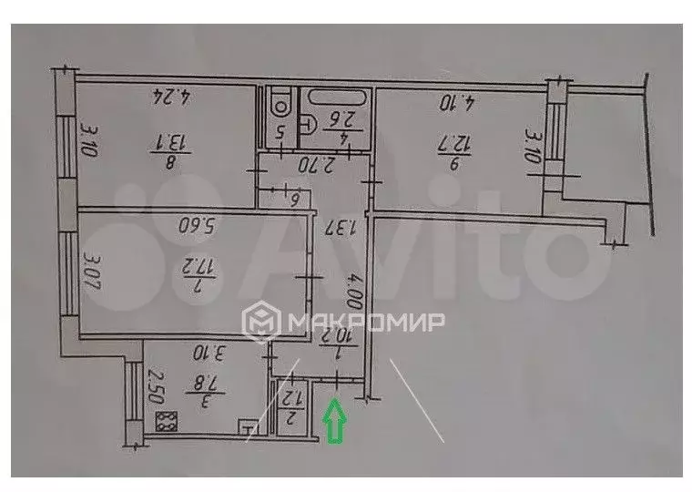 3-к. квартира, 66,5 м, 4/9 эт. - Фото 0