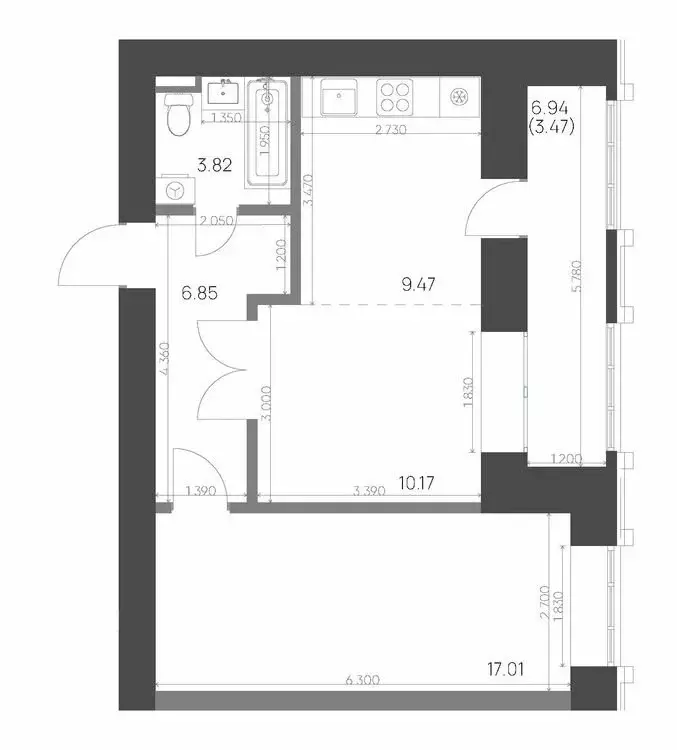 2-комнатная квартира: Нижнекамск, 15-й микрорайон, ЖК Калина (50.79 м) - Фото 0