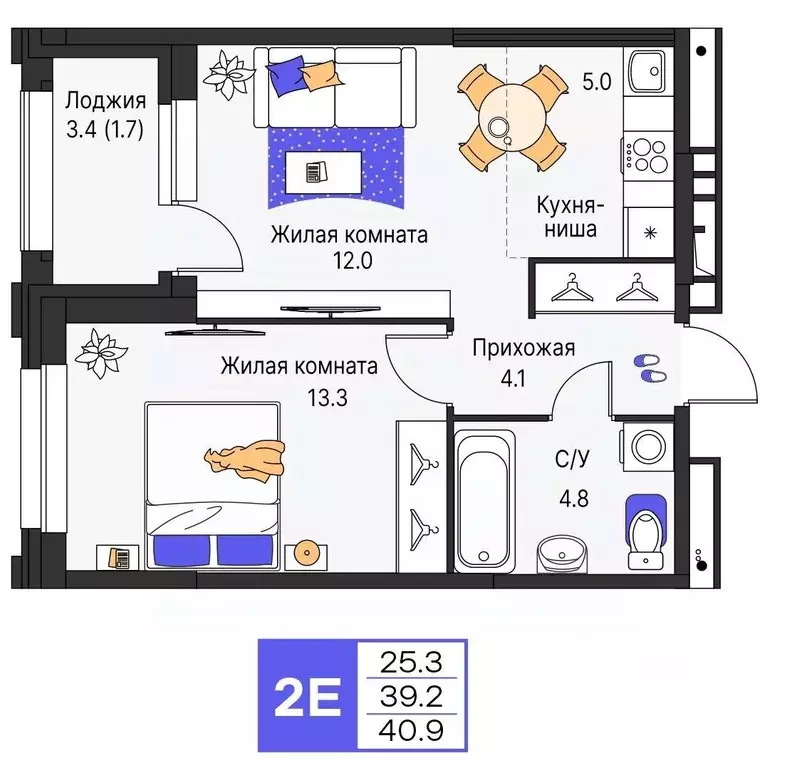 2-к кв. Пермский край, Пермь ул. Карла Модераха, 7 (40.9 м) - Фото 1