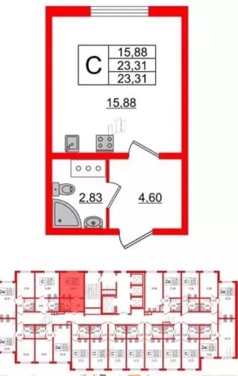 Студия Санкт-Петербург дор. Муринская, 31к3 (23.31 м) - Фото 0