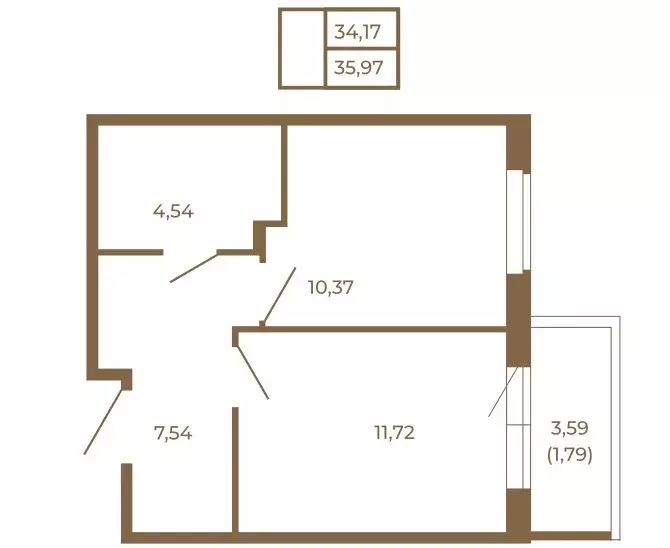 1-комнатная квартира: Сертолово, ЖК Новая История (35.97 м) - Фото 2