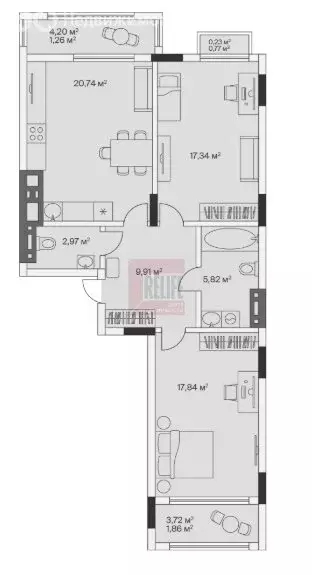 2-комнатная квартира: посёлок Малое Исаково, Первая улица, 1к3 (78.6 ... - Фото 1