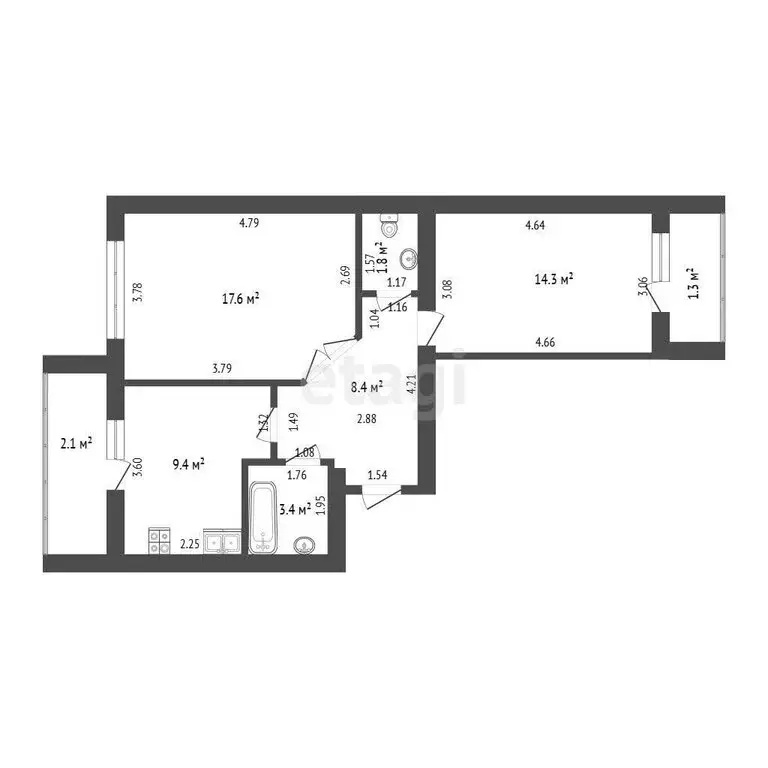 2-комнатная квартира: Саранск, улица Димитрова, 35 (58.3 м) - Фото 1