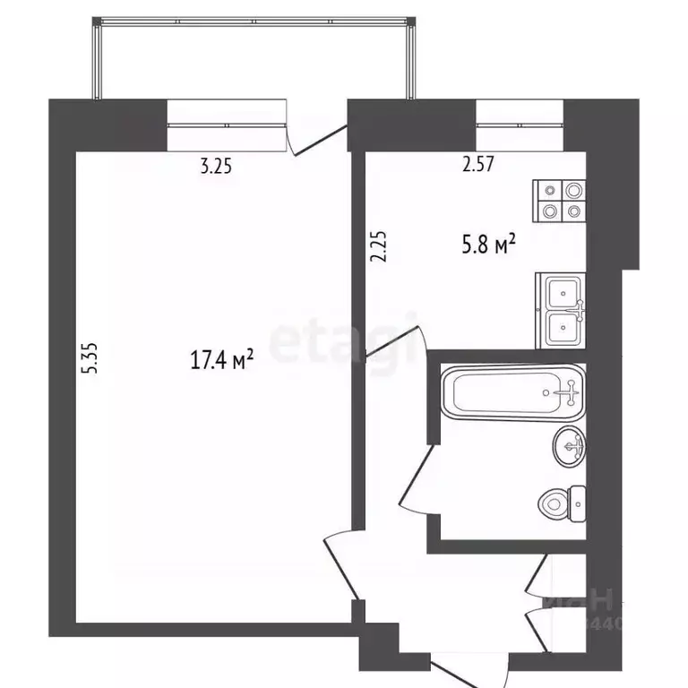 1-к кв. Тюменская область, Тюмень Микрорайон мыс, ул. Мусоргского, 42 ... - Фото 2