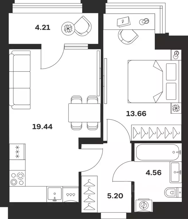 1-к кв. Тульская область, Тула городской округ, с. Осиновая Гора, ... - Фото 1