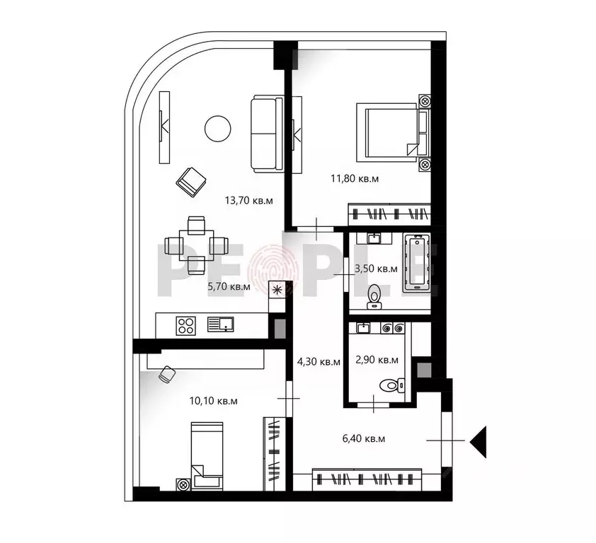 3-к кв. Москва Кутузовский просп., 36А (60.4 м) - Фото 2