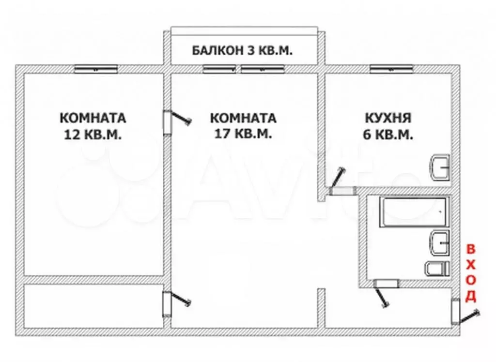 2-к. квартира, 43 м, 2/5 эт. - Фото 0