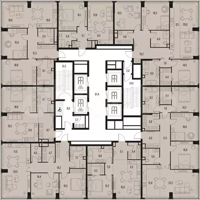 4-к. квартира, 125,8 м, 10/47 эт. - Фото 1