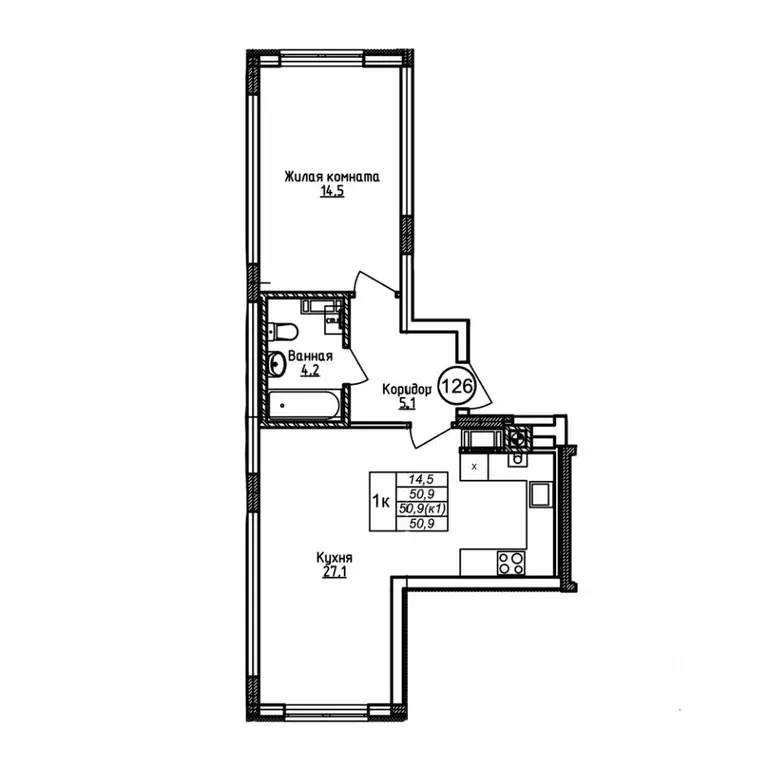 1-к кв. Калининградская область, Калининград ул. 1-я Большая окружная ... - Фото 1