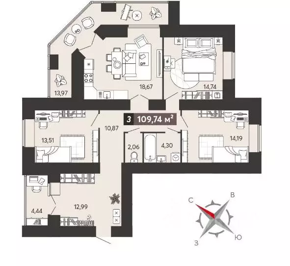 3-к кв. Пензенская область, Пенза ул. 8 Марта, 31к5 (109.74 м) - Фото 0