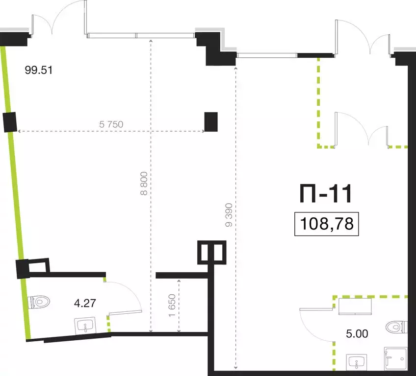 Помещение свободного назначения (108.78 м) - Фото 1