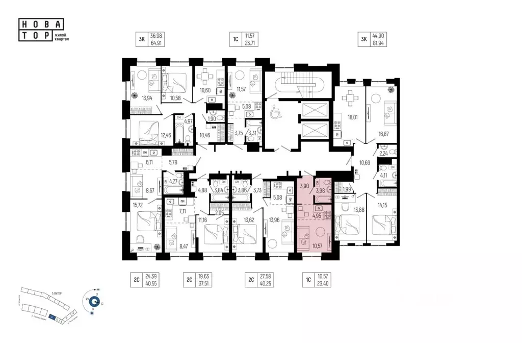 1-к кв. Башкортостан, Уфа Глумилино-1 мкр, Новатор жилой комплекс ... - Фото 2