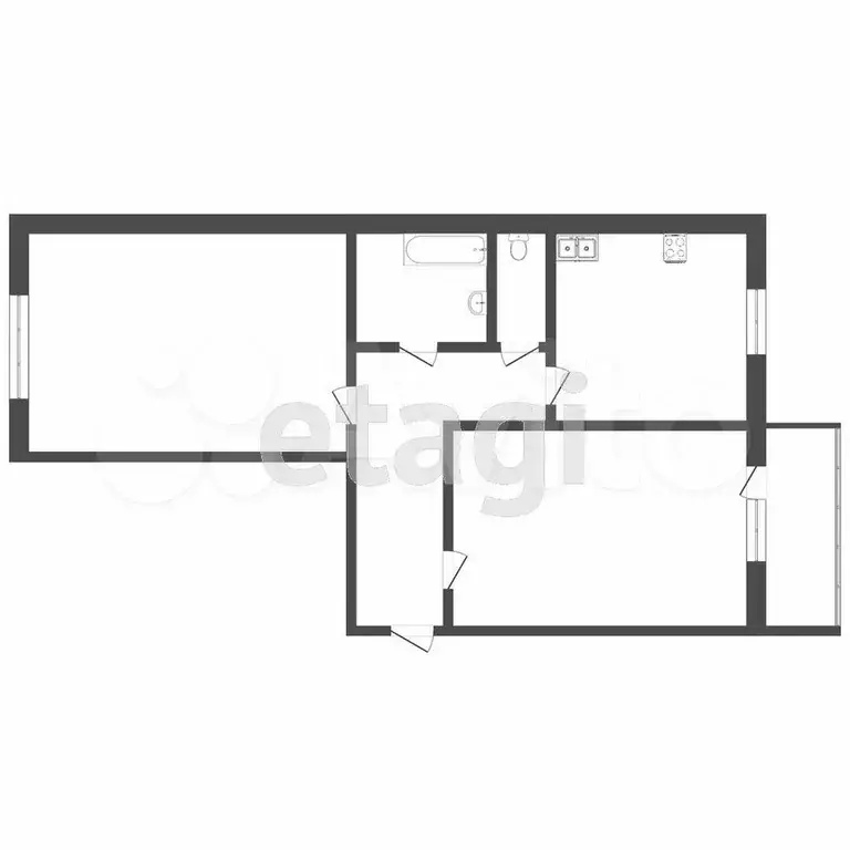 2-к. квартира, 53,8 м, 5/5 эт. - Фото 0