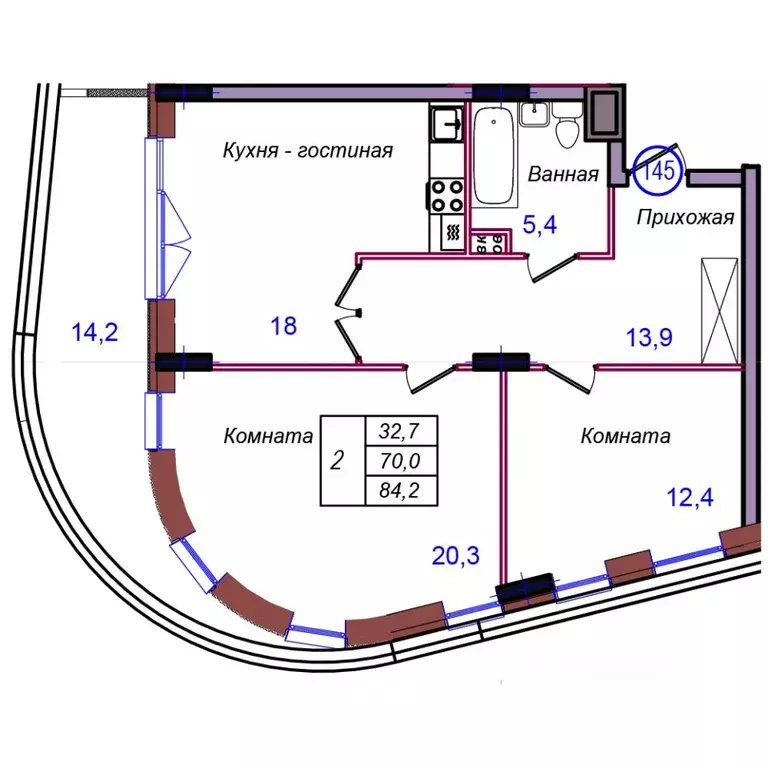 2-к кв. Калининградская область, Светлогорск Балтийская ул. (84.2 м) - Фото 1