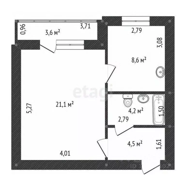 1-к кв. Башкортостан, Уфа ул. Шмидта, 162 (40.2 м) - Фото 1